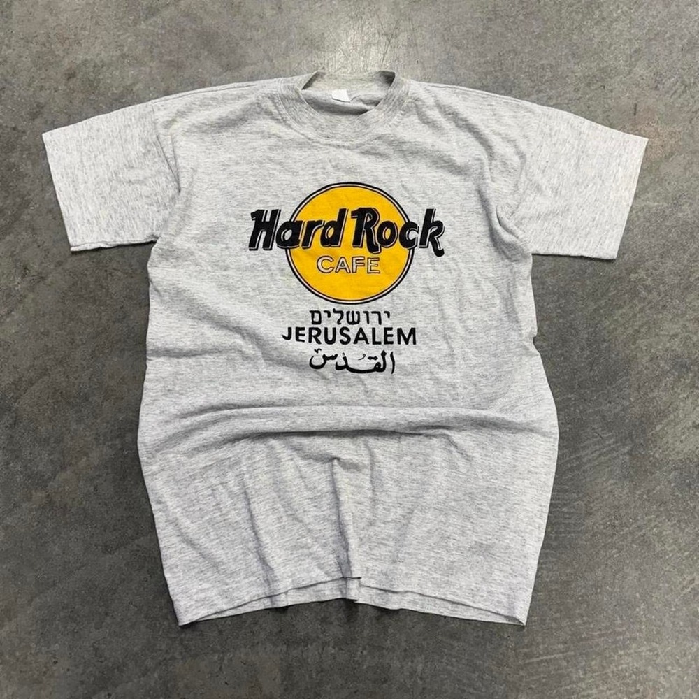 Vintage Hard Rock Cafe Jerusalem T-Shirt Short Sleeve Graphic White 90's Medium